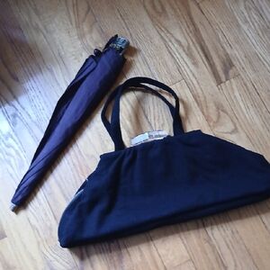 Unique Vintage 1930's Velvet Bag with Lucite Clasp ■ Zip-Compartment & Umbrella